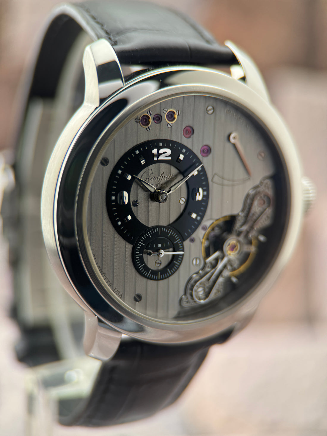 Glashütte Original PanoInverse Grey Dial 42mm Steel Manual Watch – Complete Box & Papers